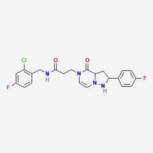 molecular formula C22H17ClF2N4O2 B2668330 N-[(2-chloro-4-fluorophenyl)methyl]-3-[2-(4-fluorophenyl)-4-oxo-4H,5H-pyrazolo[1,5-a]pyrazin-5-yl]propanamide CAS No. 1326917-46-7