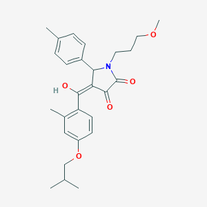 molecular formula C27H33NO5 B266834 3-hydroxy-4-(4-isobutoxy-2-methylbenzoyl)-1-(3-methoxypropyl)-5-(4-methylphenyl)-1,5-dihydro-2H-pyrrol-2-one 