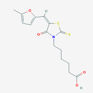 6-[(5E)-5-[(5-methylfuran-2-yl)methylidene]-4-oxo-2-sulfanylidene-1,3-thiazolidin-3-yl]hexanoic acid