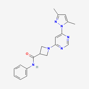 molecular formula C19H20N6O B2668401 1-(6-(3,5-dimethyl-1H-pyrazol-1-yl)pyrimidin-4-yl)-N-phenylazetidine-3-carboxamide CAS No. 2034231-97-3