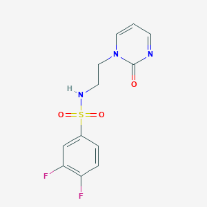 molecular formula C12H11F2N3O3S B2668417 3,4-二氟-N-(2-(2-氧代嘧啶-1(2H)-基)乙基)苯磺酰胺 CAS No. 2191267-25-9