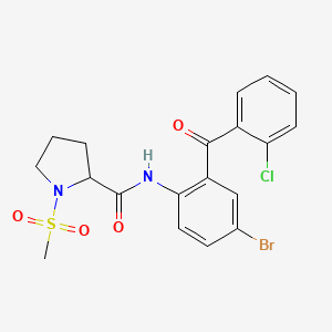 molecular formula C19H18BrClN2O4S B2668422 N-(4-溴-2-(2-氯苯甲酰)苯基)-1-(甲磺酰)吡咯啉-2-甲酰胺 CAS No. 1236260-42-6