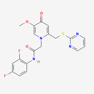 molecular formula C19H16F2N4O3S B2668425 N-(2,4-difluorophenyl)-2-(5-methoxy-4-oxo-2-((pyrimidin-2-ylthio)methyl)pyridin-1(4H)-yl)acetamide CAS No. 1005292-09-0