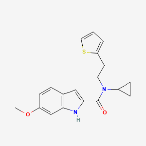 molecular formula C19H20N2O2S B2668427 N-环丙基-6-甲氧基-N-(2-(噻吩-2-基)乙基)-1H-吲哚-2-甲酰胺 CAS No. 1797793-22-6