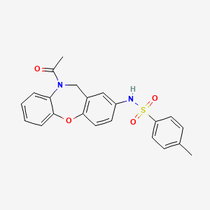 molecular formula C22H20N2O4S B2668429 N-(10-acetyl-10,11-dihydrodibenzo[b,f][1,4]oxazepin-2-yl)-4-methylbenzenesulfonamide CAS No. 866157-28-0