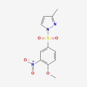 molecular formula C11H11N3O5S B2668433 1-(4-Methoxy-3-nitrophenyl)sulfonyl-3-methylpyrazole CAS No. 2249623-58-1