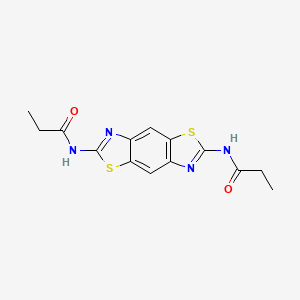 molecular formula C14H14N4O2S2 B2668435 N-[6-(丙酰胺基)-1,3-噻唑并[5,4-f]苯并噻唑-2-基]丙酰胺 CAS No. 518349-16-1