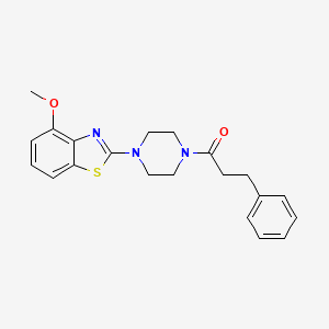 molecular formula C21H23N3O2S B2668437 1-[4-(4-Methoxy-1,3-benzothiazol-2-yl)piperazin-1-yl]-3-phenylpropan-1-one CAS No. 897477-52-0