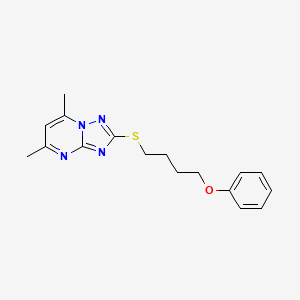 molecular formula C17H20N4OS B2668438 5,7-Dimethyl-2-[(4-phenoxybutyl)sulfanyl][1,2,4]triazolo[1,5-a]pyrimidine CAS No. 866135-88-8