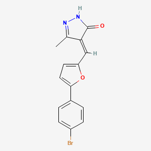 molecular formula C15H11BrN2O2 B2668444 (E)-4-((5-(4-bromophenyl)furan-2-yl)methylene)-3-methyl-1H-pyrazol-5(4H)-one CAS No. 607702-85-2