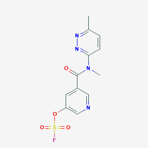 molecular formula C12H11FN4O4S B2668450 3-[(5-Fluorosulfonyloxypyridine-3-carbonyl)-methylamino]-6-methylpyridazine CAS No. 2418731-48-1