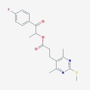 molecular formula C19H21FN2O3S B2668454 1-(4-Fluorophenyl)-1-oxopropan-2-yl 3-[4,6-dimethyl-2-(methylsulfanyl)pyrimidin-5-yl]propanoate CAS No. 1111544-32-1