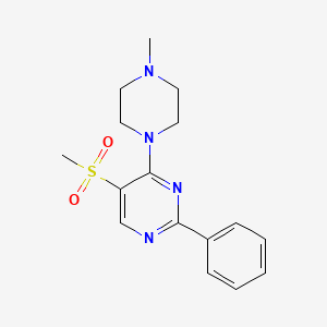 molecular formula C16H20N4O2S B2668456 4-(4-甲基哌嗪基)-5-(甲磺酰)-2-苯基嘧啶 CAS No. 478067-75-3