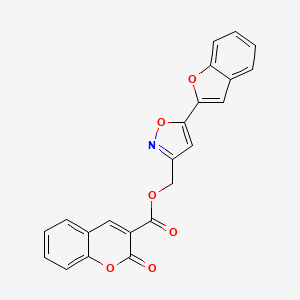 molecular formula C22H13NO6 B2668457 (5-(benzofuran-2-yl)isoxazol-3-yl)methyl 2-oxo-2H-chromene-3-carboxylate CAS No. 1105244-51-6