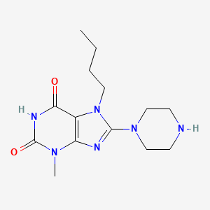 molecular formula C14H22N6O2 B2668475 7-Butyl-3-methyl-8-piperazin-1-ylpurine-2,6-dione CAS No. 313255-35-5