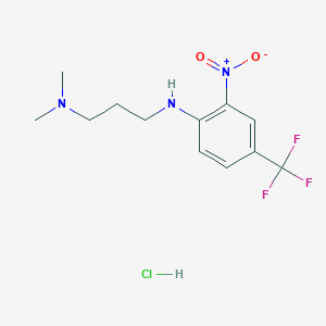 molecular formula C12H17ClF3N3O2 B2668479 N-[3-(dimethylamino)propyl]-2-nitro-4-(trifluoromethyl)aniline hydrochloride CAS No. 1025759-01-6