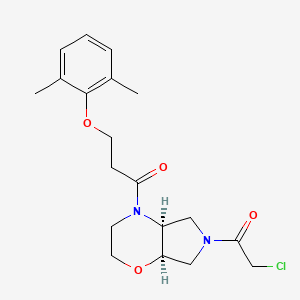 molecular formula C19H25ClN2O4 B2668483 1-[(4As,7aR)-6-(2-chloroacetyl)-2,3,4a,5,7,7a-hexahydropyrrolo[3,4-b][1,4]oxazin-4-yl]-3-(2,6-dimethylphenoxy)propan-1-one CAS No. 2418596-62-8
