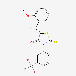 molecular formula C18H12F3NO2S2 B2668490 (Z)-5-(2-methoxybenzylidene)-2-thioxo-3-(3-(trifluoromethyl)phenyl)thiazolidin-4-one CAS No. 309945-32-2