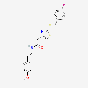 molecular formula C21H21FN2O2S2 B2668497 2-(2-((4-fluorobenzyl)thio)thiazol-4-yl)-N-(4-methoxyphenethyl)acetamide CAS No. 941875-38-3