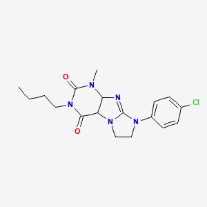 molecular formula C18H20ClN5O2 B2668510 3-butyl-8-(4-chlorophenyl)-1-methyl-1H,2H,3H,4H,6H,7H,8H-imidazo[1,2-g]purine-2,4-dione CAS No. 872838-99-8