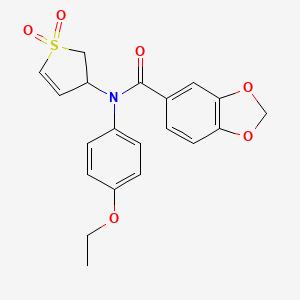 molecular formula C20H19NO6S B2668511 N-(1,1-二氧代-2,3-二氢噻吩-3-基)-N-(4-乙氧苯基)苯并[d][1,3]二噁烷-5-羧酰胺 CAS No. 863020-76-2