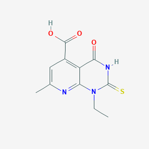 molecular formula C11H11N3O3S B2668519 1-乙基-2-巯基-7-甲基-4-氧代-1,4-二氢吡啶并[2,3-d]嘧啶-5-羧酸 CAS No. 938002-52-9