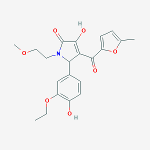 molecular formula C21H23NO7 B266852 5-(3-ethoxy-4-hydroxyphenyl)-3-hydroxy-1-(2-methoxyethyl)-4-(5-methyl-2-furoyl)-1,5-dihydro-2H-pyrrol-2-one 