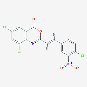 molecular formula C16H7Cl3N2O4 B2668521 6,8-二氯-2-[(E)-2-(4-氯-3-硝基苯基)乙烯基]-4H-3,1-苯并噁唑-4-酮 CAS No. 1025679-04-2