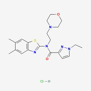 molecular formula C21H28ClN5O2S B2668524 N-(5,6-二甲基苯并[d]噻唑-2-基)-1-乙基-N-(2-吗啉基乙基)-1H-吡唑-3-羧酰胺盐酸盐 CAS No. 1189693-83-1