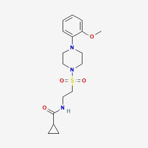 molecular formula C17H25N3O4S B2668526 N-(2-((4-(2-甲氧基苯基)哌嗪-1-基)磺酰)乙基)环丙烷甲酰胺 CAS No. 897610-96-7