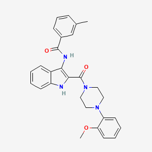 molecular formula C28H28N4O3 B2668527 N-(2-(4-(2-methoxyphenyl)piperazine-1-carbonyl)-1H-indol-3-yl)-3-methylbenzamide CAS No. 1031994-60-1