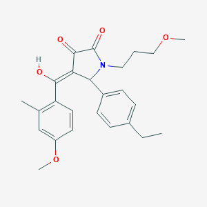 molecular formula C25H29NO5 B266853 5-(4-ethylphenyl)-3-hydroxy-4-(4-methoxy-2-methylbenzoyl)-1-(3-methoxypropyl)-1,5-dihydro-2H-pyrrol-2-one 