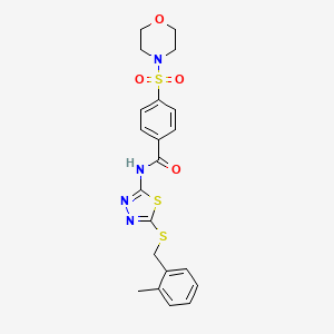 molecular formula C21H22N4O4S3 B2668531 N-(5-((2-methylbenzyl)thio)-1,3,4-thiadiazol-2-yl)-4-(morpholinosulfonyl)benzamide CAS No. 868974-29-2