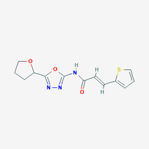 molecular formula C13H13N3O3S B2668537 (E)-N-(5-(tetrahydrofuran-2-yl)-1,3,4-oxadiazol-2-yl)-3-(thiophen-2-yl)acrylamide CAS No. 946362-35-2
