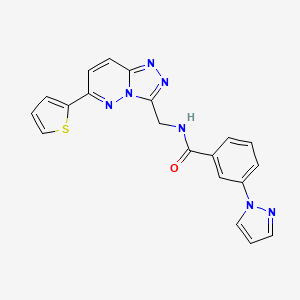 molecular formula C20H15N7OS B2668539 3-(1H-pyrazol-1-yl)-N-((6-(thiophen-2-yl)-[1,2,4]triazolo[4,3-b]pyridazin-3-yl)methyl)benzamide CAS No. 1903515-68-3