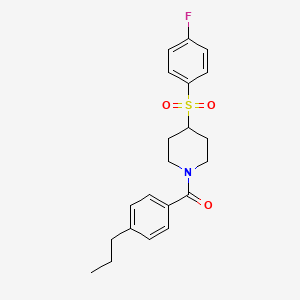 molecular formula C21H24FNO3S B2668548 (4-((4-Fluorophenyl)sulfonyl)piperidin-1-yl)(4-propylphenyl)methanone CAS No. 1797980-47-2