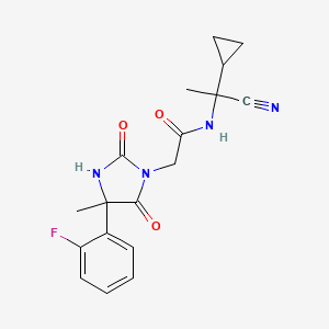 molecular formula C18H19FN4O3 B2668551 N-(1-cyano-1-cyclopropylethyl)-2-[4-(2-fluorophenyl)-4-methyl-2,5-dioxoimidazolidin-1-yl]acetamide CAS No. 1241024-70-3