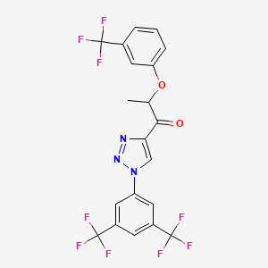 molecular formula C20H12F9N3O2 B2668554 1-[1-[3,5-Bis(trifluoromethyl)phenyl]triazol-4-yl]-2-[3-(trifluoromethyl)phenoxy]propan-1-one CAS No. 477847-95-3