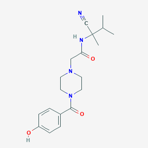 molecular formula C19H26N4O3 B2668562 N-(2-Cyano-3-methylbutan-2-yl)-2-[4-(4-hydroxybenzoyl)piperazin-1-yl]acetamide CAS No. 2261023-60-1