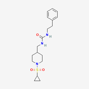 molecular formula C18H27N3O3S B2668569 1-((1-(Cyclopropylsulfonyl)piperidin-4-yl)methyl)-3-phenethylurea CAS No. 1235370-19-0