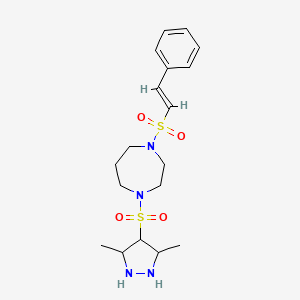 molecular formula C18H24N4O4S2 B2668571 1-[(3,5-二甲基-1H-吡唑-4-基)磺酰]-4-[(E)-2-苯乙烯磺酰]-1,4-二氮杂辛烷 CAS No. 2034752-43-5