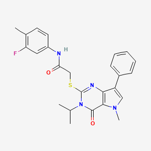 molecular formula C25H25FN4O2S B2668572 N-(3-fluoro-4-methylphenyl)-2-((3-isopropyl-5-methyl-4-oxo-7-phenyl-4,5-dihydro-3H-pyrrolo[3,2-d]pyrimidin-2-yl)thio)acetamide CAS No. 1115338-49-2