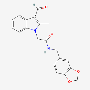 molecular formula C20H18N2O4 B2668574 N-(1,3-苯并二氧杂环戊-5-基甲基)-2-(3-甲酰-2-甲基-1H-吲哚-1-基)乙酰胺 CAS No. 510716-54-8