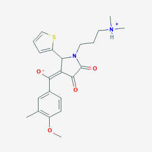 molecular formula C22H26N2O4S B266858 (E)-{1-[3-(dimethylammonio)propyl]-4,5-dioxo-2-(thiophen-2-yl)pyrrolidin-3-ylidene}(4-methoxy-3-methylphenyl)methanolate 