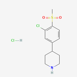 molecular formula C12H17Cl2NO2S B2668582 4-(3-氯-4-(甲磺基)苯基)哌啶盐酸盐 CAS No. 1853217-71-6