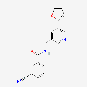 molecular formula C18H13N3O2 B2668585 3-cyano-N-((5-(furan-2-yl)pyridin-3-yl)methyl)benzamide CAS No. 2034339-56-3