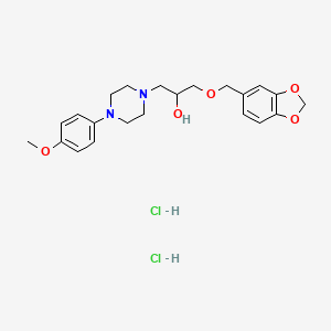molecular formula C22H30Cl2N2O5 B2668606 1-(Benzo[d][1,3]dioxol-5-ylmethoxy)-3-(4-(4-methoxyphenyl)piperazin-1-yl)propan-2-ol dihydrochloride CAS No. 474263-95-1