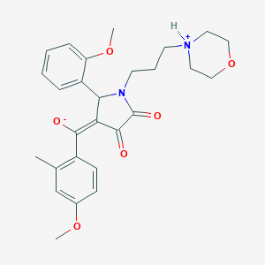 molecular formula C27H32N2O6 B266861 (E)-(4-methoxy-2-methylphenyl){2-(2-methoxyphenyl)-1-[3-(morpholin-4-ium-4-yl)propyl]-4,5-dioxopyrrolidin-3-ylidene}methanolate 