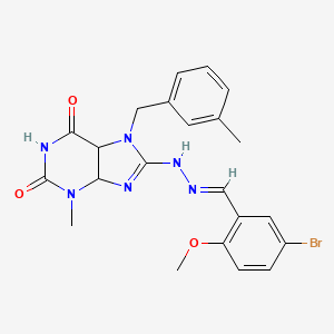 molecular formula C22H21BrN6O3 B2668612 8-[(E)-2-[(5-bromo-2-methoxyphenyl)methylidene]hydrazin-1-yl]-3-methyl-7-[(3-methylphenyl)methyl]-2,3,6,7-tetrahydro-1H-purine-2,6-dione CAS No. 949332-95-0