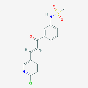 molecular formula C15H13ClN2O3S B2668616 N-[3-[(E)-3-(6-Chloropyridin-3-yl)prop-2-enoyl]phenyl]methanesulfonamide CAS No. 1445755-78-1